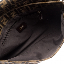 Pre Owned Fendi Tobacco Zucca Canvas Mia Flap Bag