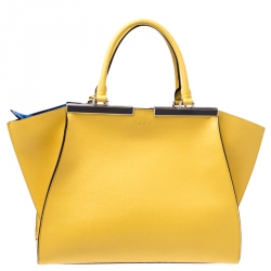 Pre Owned Fendi Yellow Leather Small 3Jours Tote