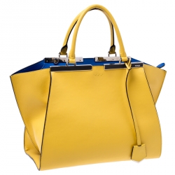 Pre Owned Fendi Yellow Leather Small 3Jours Tote