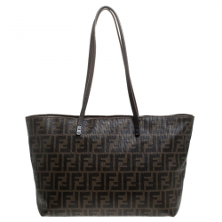 Pre Owned Fendi Zucca Coated Canvas Roll Tote