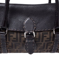 Pre Owned Fendi Tobacco Zucca Canvas and Selleria Leather Linda Satchel