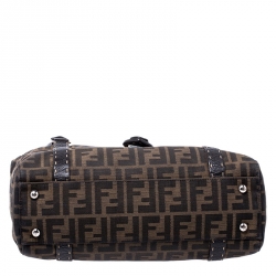 Pre Owned Fendi Tobacco Zucca Canvas and Selleria Leather Linda Satchel