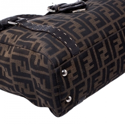 Pre Owned Fendi Tobacco Zucca Canvas and Selleria Leather Linda Satchel