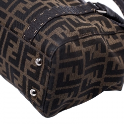 Pre Owned Fendi Tobacco Zucca Canvas and Selleria Leather Linda Satchel