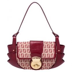 Vintage Fendi Zucchiono Baguette Cloth Handbag in Red - Pre-owned