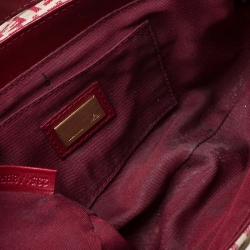 Pre Owned Fendi Red Zucchino Canvas and Leather Compilation Shoulder Bag