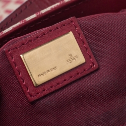 Pre Owned Fendi Red Zucchino Canvas and Leather Compilation Shoulder Bag