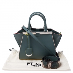 Pre Owned Fendi Deep Green Leather Mini 3Jours Tote