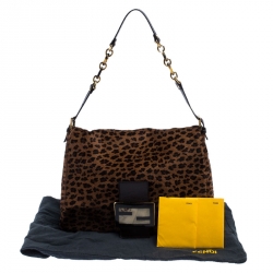 Pre Owned Fendi Brown Animal Print Calfhair Mama Forever Shoulder Bag