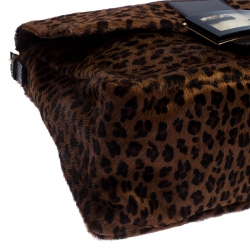Pre Owned Fendi Brown Animal Print Calfhair Mama Forever Shoulder Bag
