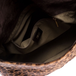 Pre Owned Fendi Brown Animal Print Calfhair Mama Forever Shoulder Bag