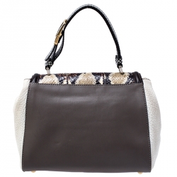 Pre Owned Fendi Multicolor Python and Leather Silvana Top Handle Bag