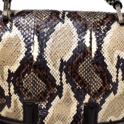 Pre Owned Fendi Multicolor Python and Leather Silvana Top Handle Bag