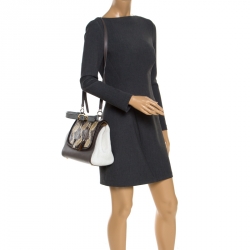 Pre Owned Fendi Multicolor Python and Leather Silvana Top Handle Bag