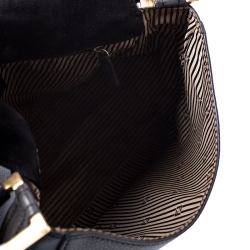 Pre Owned Fendi Blue/Black Leather Flap Top Handle Bag