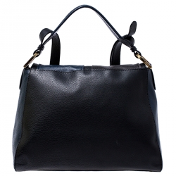 Pre Owned Fendi Blue/Black Leather Flap Top Handle Bag