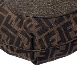 Pre Owned Fendi Brown/Metallic Zucca Canvas and Leather Spy Hobo 
