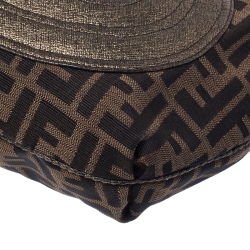 Pre Owned Fendi Brown/Metallic Zucca Canvas and Leather Spy Hobo 