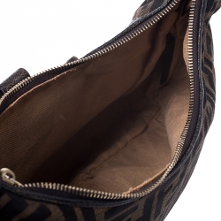 Pre Owned Fendi Brown/Metallic Zucca Canvas and Leather Spy Hobo 