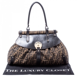 Pre Owned Fendi Tobacco Zucca Canvas and Leather Medium Magic Shoulder Bag