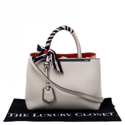Pre Owned Fendi Cream Leather Mini 2Jours Tote