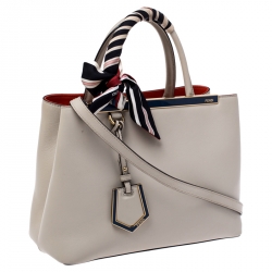 Pre Owned Fendi Cream Leather Mini 2Jours Tote