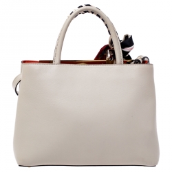 Pre Owned Fendi Cream Leather Mini 2Jours Tote