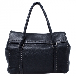 Pre Owned Fendi Black Selleria Leather Large Linda Satchel