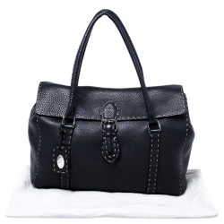 Pre Owned Fendi Black Selleria Leather Large Linda Satchel