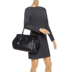 Pre Owned Fendi Black Selleria Leather Large Linda Satchel