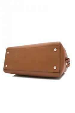 Pre Owned Fendi Brown Leather Dotcom Top Handle Bag