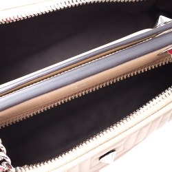 Pre Owned Fendi Beige Quilted Leather Dotcom Click Shoulder Bag