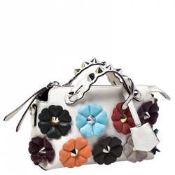 Pre Owned Fendi Multicolor Leather By The Way Studded Flower Crossbody Bag