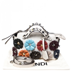 Pre Owned Fendi Multicolor Leather By The Way Studded Flower Crossbody Bag