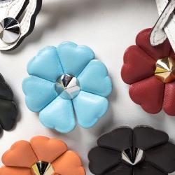 Pre Owned Fendi Multicolor Leather By The Way Studded Flower Crossbody Bag