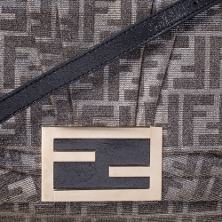 Pre Owned Fendi Metallic Gold/Silver Canvas Glitter Jacquard Mia Zucca Flap Bag