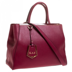 Pre Owned Fendi Burgundy Leather Medium 2Jours Tote