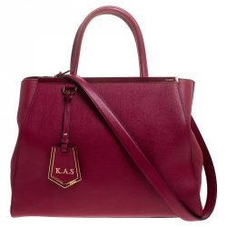 Pre Owned Fendi Burgundy Leather Medium 2Jours Tote
