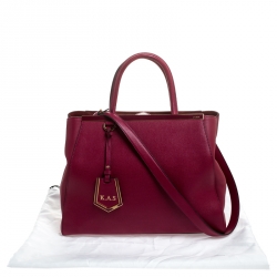 Pre Owned Fendi Burgundy Leather Medium 2Jours Tote
