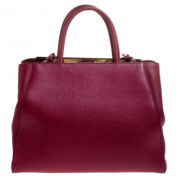 Pre Owned Fendi Burgundy Leather Medium 2Jours Tote