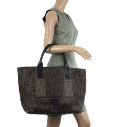 مملوكة مسبقًا Fendi Brown Woven Zucca Spalmati Shopping Tote