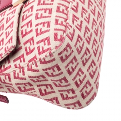 Pre Owned Fendi Red/Beige Canvas and Leather Mama Baguette Shoulder Bag