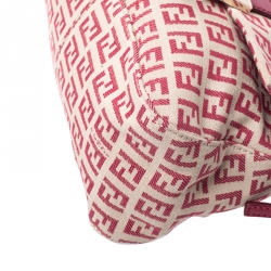 Pre Owned Fendi Red/Beige Canvas and Leather Mama Baguette Shoulder Bag