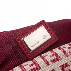 Pre Owned Fendi Red/Beige Canvas and Leather Mama Baguette Shoulder Bag