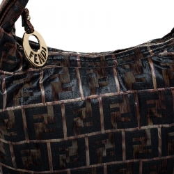 Pre Owned Fendi Brown Metallic Zucca Canvas Chef Hobo