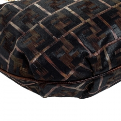Pre Owned Fendi Brown Metallic Zucca Canvas Chef Hobo