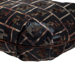Pre Owned Fendi Brown Metallic Zucca Canvas Chef Hobo
