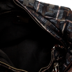Pre Owned Fendi Brown Metallic Zucca Canvas Chef Hobo