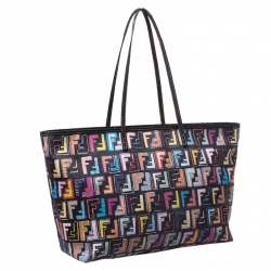 Pre Owned Fendi Multicolor Zucca Coated Canvas Large Roll Tote