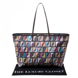 Pre Owned Fendi Multicolor Zucca Coated Canvas Large Roll Tote
